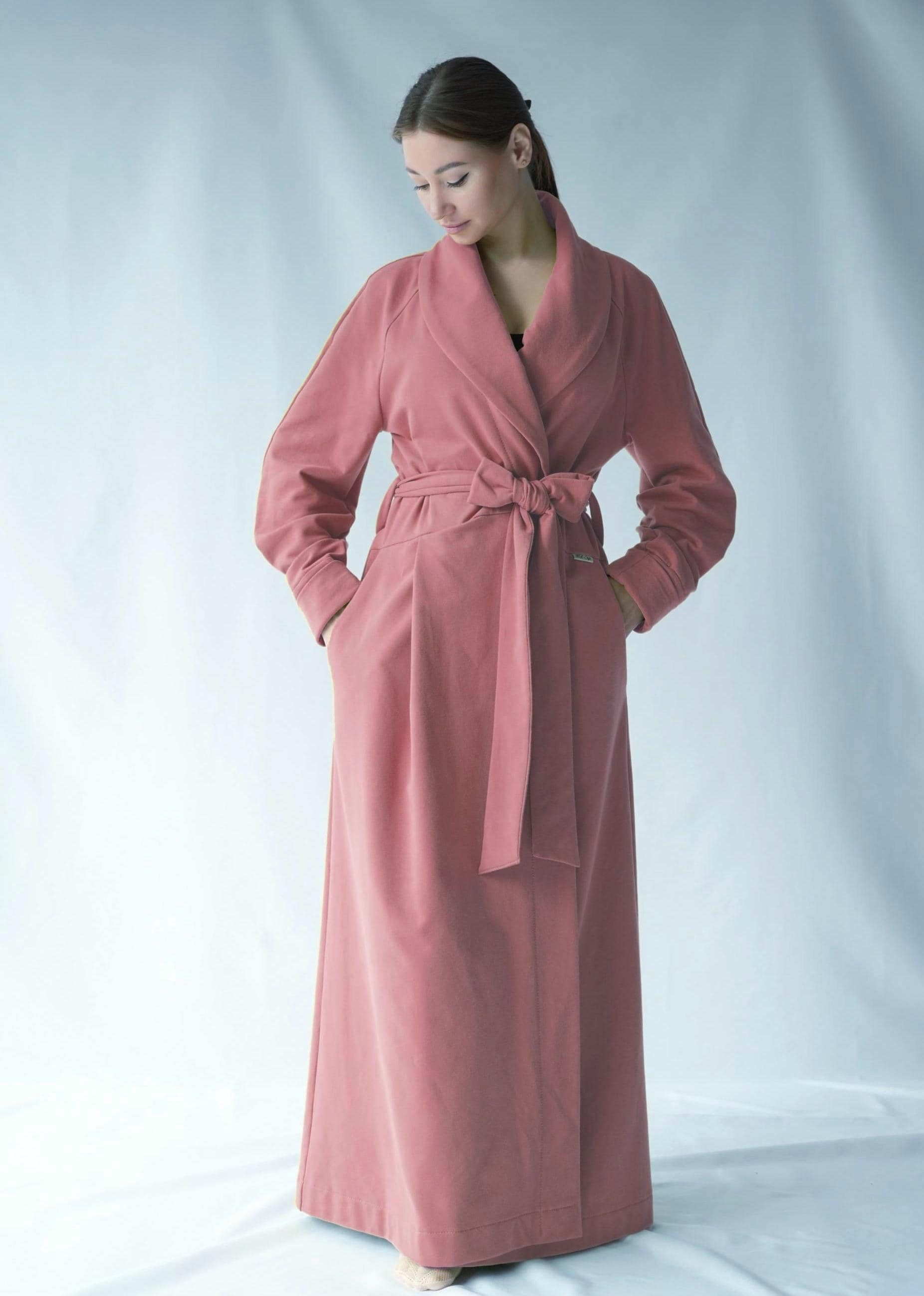 long cotton jersey dressing gown Air Layer Robe - Pink, Size XL, Cotton