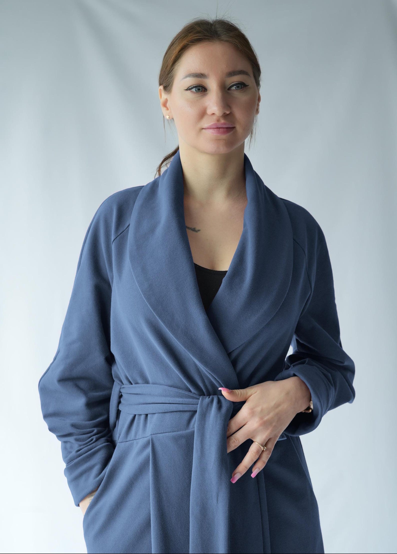 Floor Length Cotton Dressing Gown / Cotton Warm Robe From Organic ...