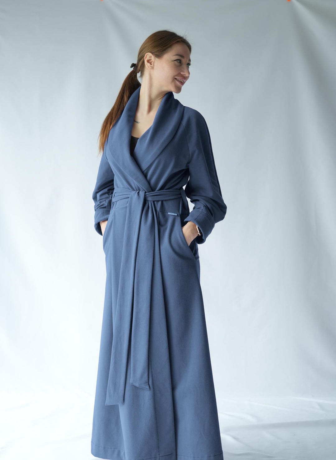 Full Robe Organic Cotton Soft Floor Length Dressing Gown / Handmade Long Cotton ...
