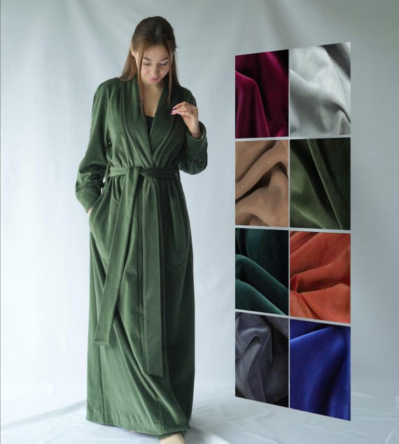 white christmas dresses Velour Longline Dressing Gown in Bordeaux main image 1
