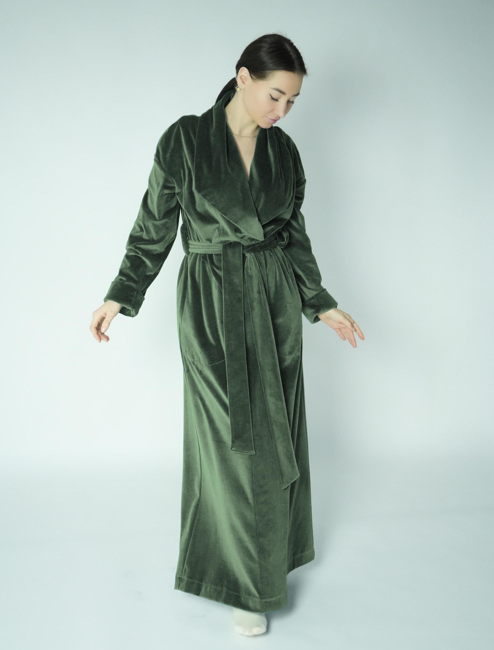 Organic Velvet Long Robe Cotton 100% Long Cotton Dressing Gown