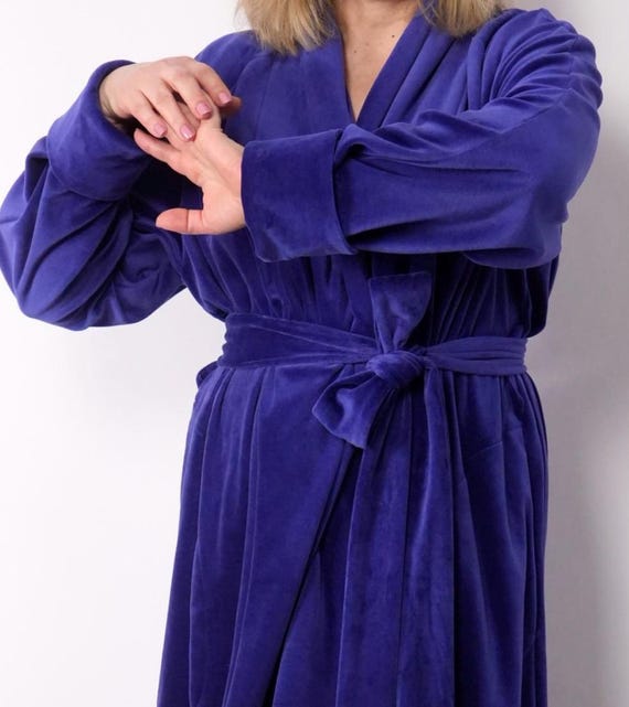 Extra Long 100% Cotton Velvet Robe/ 8 Colors / Organic Cotton Dressing Gown / Maxi Length Bathrobe