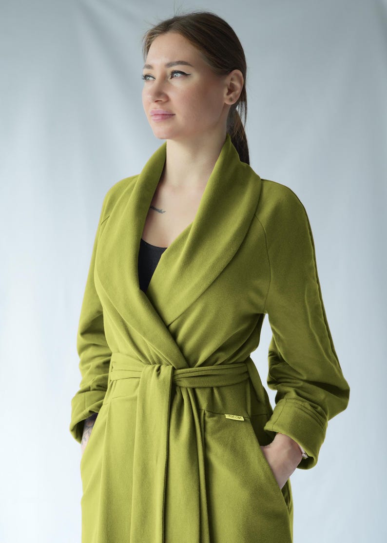Floor Length Cotton Dressing Gown / Cotton Warm Robe From Organic ...