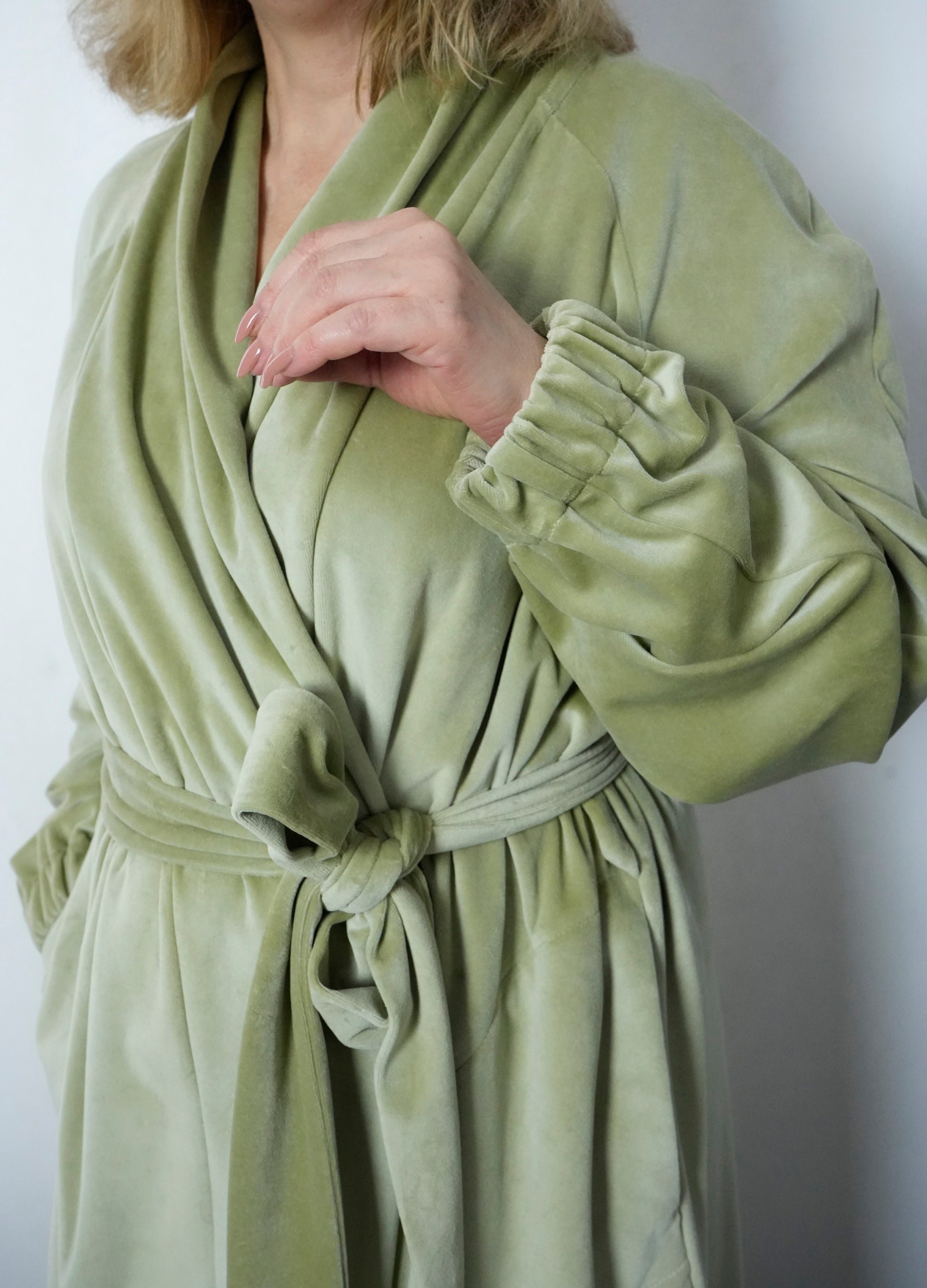 Long Robe Velvet 100 Cotton Velour / Dressing Gown From Organic Cotton