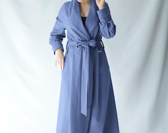 Bata de jersey de algodón orgánico de 12 colores / Bata larga, suave y cálida / Bata extralarga / Bata hasta el suelo / Bata de mujer / Bata larga de algodón