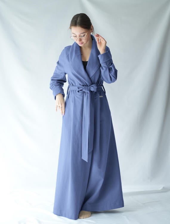 Organic Cotton Jersey Robe / Soft Warm Long Dressing Gown / Extra Long  Bathrobe / Floor Length Robe - Etsy UK