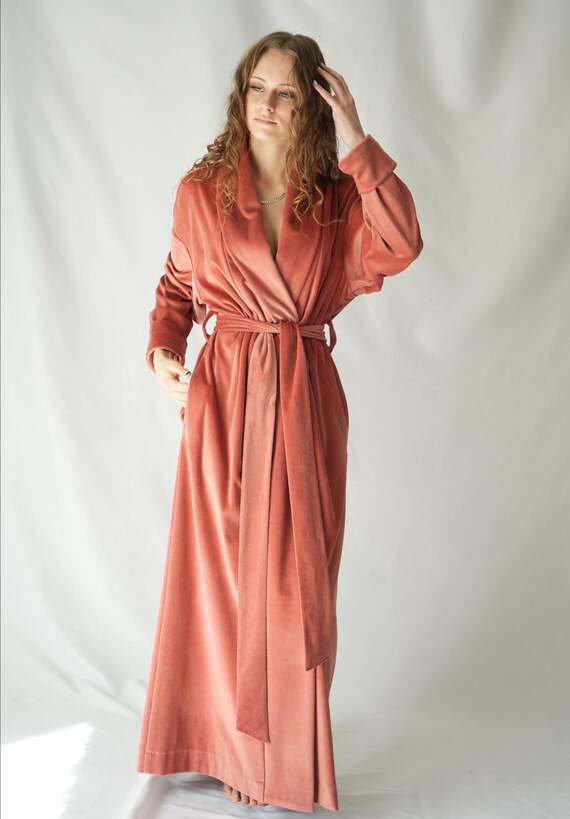 100% Cotton Robe / Long Robe / Velvet Robe / Full Length Dressing Gown / Women's Robe / Velour Robe / Home Dress / Gift for Womens