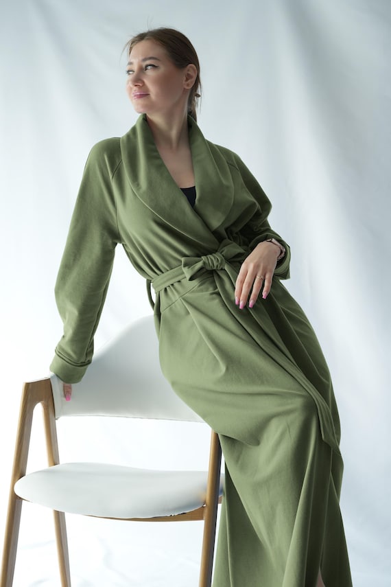 bright green dressing gown Reversible Dressing Gown in Eau De Nil main image 0