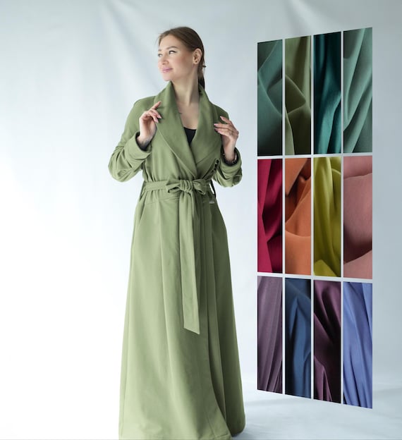 Soft Warm Floor Length Dressing Gown / Handmad Long Eco Cotton Jersey Robe  / Light Green Loungewear - Etsy Canada