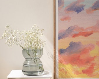 Pastel Sunset Clouds Illustrated Digital Art Print Download