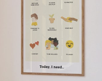Today I Need Emotional Literacy Classroom Poster Digital Art Print Download