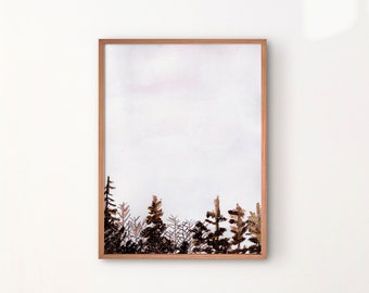 Pastel Winter Icy Treetops Digital Art Print Download
