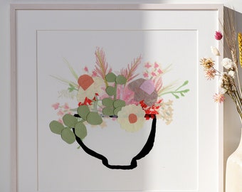 Birthday Flowers Illustrated Digital Art Print Download