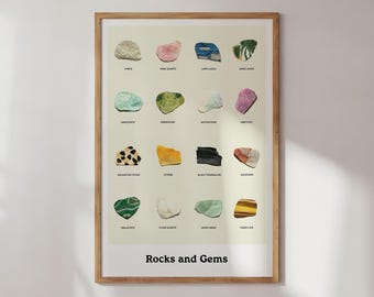 Rocks and Gems Classroom Nursery Poster Digital Art Print Download