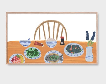 Dinner Table Home Cooked Classic Chinese Meal Frame TV Artwork Digital Download