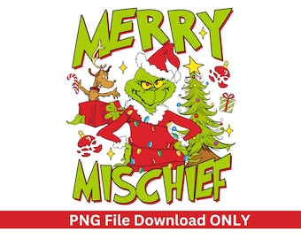 Retro Grinch Christmas PNG, Merry Mischief (Digital Download)