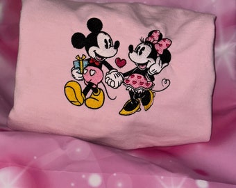 Sweetheart embroidered Crewneck, pink embroidered Crewneck, sweetheartnite,disney inspired, Mickey,Minnie,Valentine’s day gift, love gift