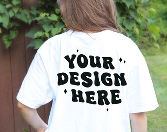 Comfort Colors C1717 Mockup White | Tshirt Mockup | Comfort Colors Mockup | Trendy Mockup | Retro Mockup | Oversized Mockup | Back of Shirt