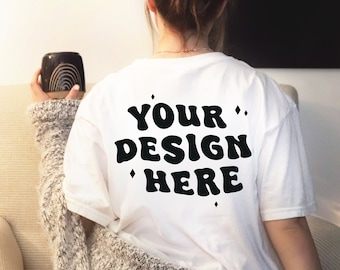 Comfort Colors C1717 Mockup White | Tshirt Mockup | Comfort Colors Mockup | Trendy Mockup | Retro Mockup | Oversized Mockup | Back of Shirt