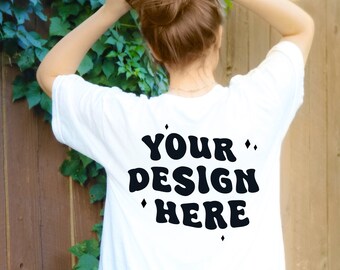Comfort Colors C1717 Mockup White | Tshirt Mockup | Comfort Colors Mockup | Trendy Mockup | Retro Mockup | Oversized Mockup | Back of Shirt
