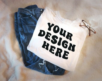 Comfort Colors C1717 Mockup White | Folded Shirt | | Tshirt Mockup | Comfort Colors Mockup | Trendy Mockup | Retro Mockup | Simple Mockup