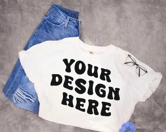 Comfort Colors C1717 Mockup White | Folded T Shirt | | Shirt Mockup | Comfort Colors Mockup | Trendy Mockup | Retro Mockup | Simple Mockup