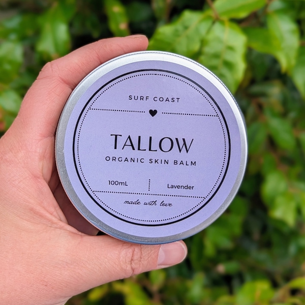 Tallow Organic Skin Balm with Lavender Essential Oil / Grass fed / Natural / Australian / Eczema / Psoriasis 50mL