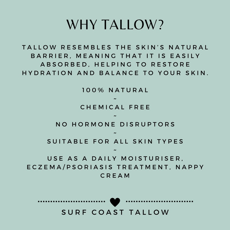 Tallow Organic Skin Balm with Organic Raw Cacao Butter / Grass fed / Natural / Australian / Eczema / Psoriasis 30mL Mini Travel Size image 4