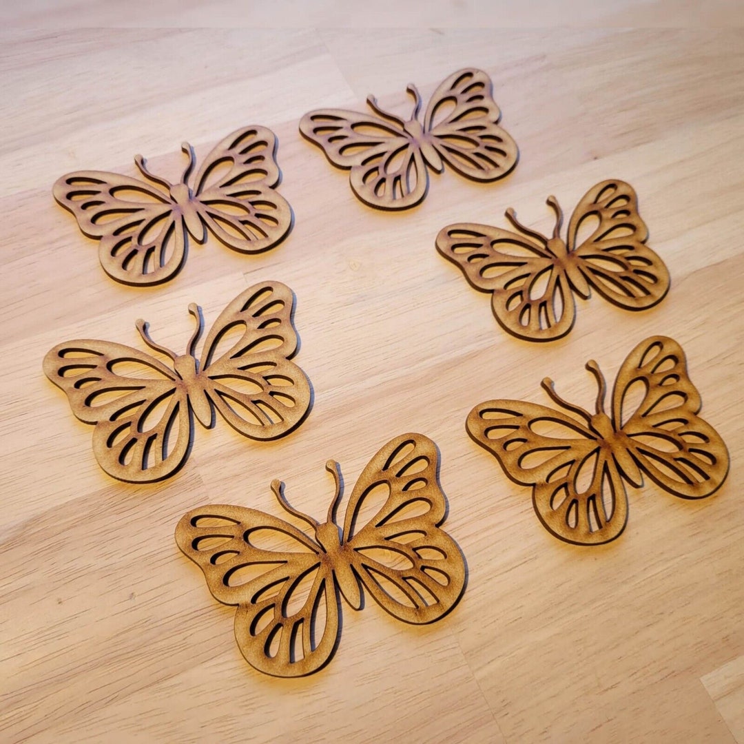 Laser Cut Wooden Butterfly Shapes Large MDF Floral Designs Etsy