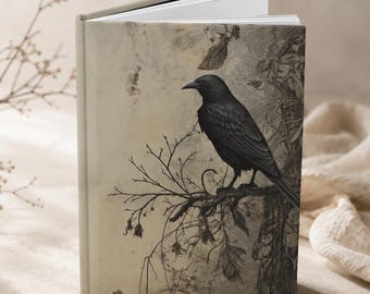 Gothic Raven Spiral Journal I Dark Crow Hardcover Journal I Moody Gothic Notebook I 5x8 Matte Hardcover Journal Lined Pages