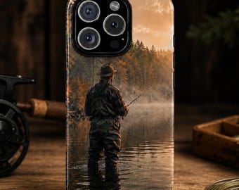 The Fisherman MagSafe Case I Wooded Lake Watercolor Magsafe Case I MagSafe Compatible Dual Layer Protective Phone Case