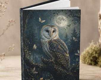 Moonlit Barn Owl Journal | Woodland Owl Hardcover Notebook | Enchanted Forest Journal | 5x8 Matte Hardcover Journal Lined Pages