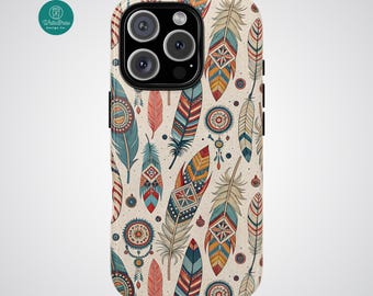 Tribal Feathers Phone Case - Tough Dual Layer Protective Phone Case for iPhone, Galaxy and Pixel