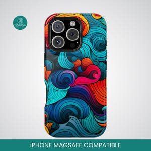 Vibrant Waves iPhone MagSafe Case - MagSafe Compatible Dual Layer Protective Phone Case