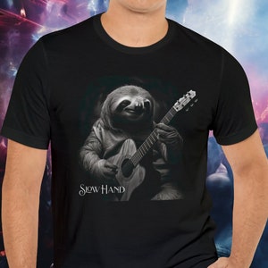 Funny Animal Shirt Slow Hand Sloth Guitar Player, Animal Musician Tshirt, Sloth Lover T-shirt, Guitar Player Tshirt, Rock & Roll Guitar Solo