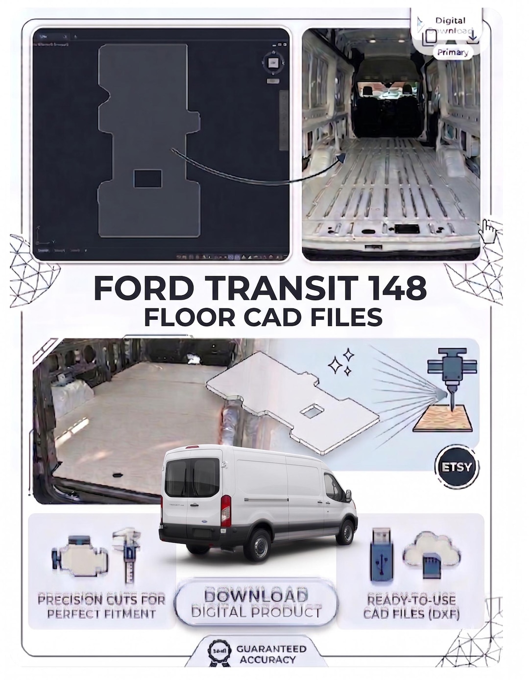 Transit 148 Floor Dxf - CAD / 2018-2025 / - Etsy