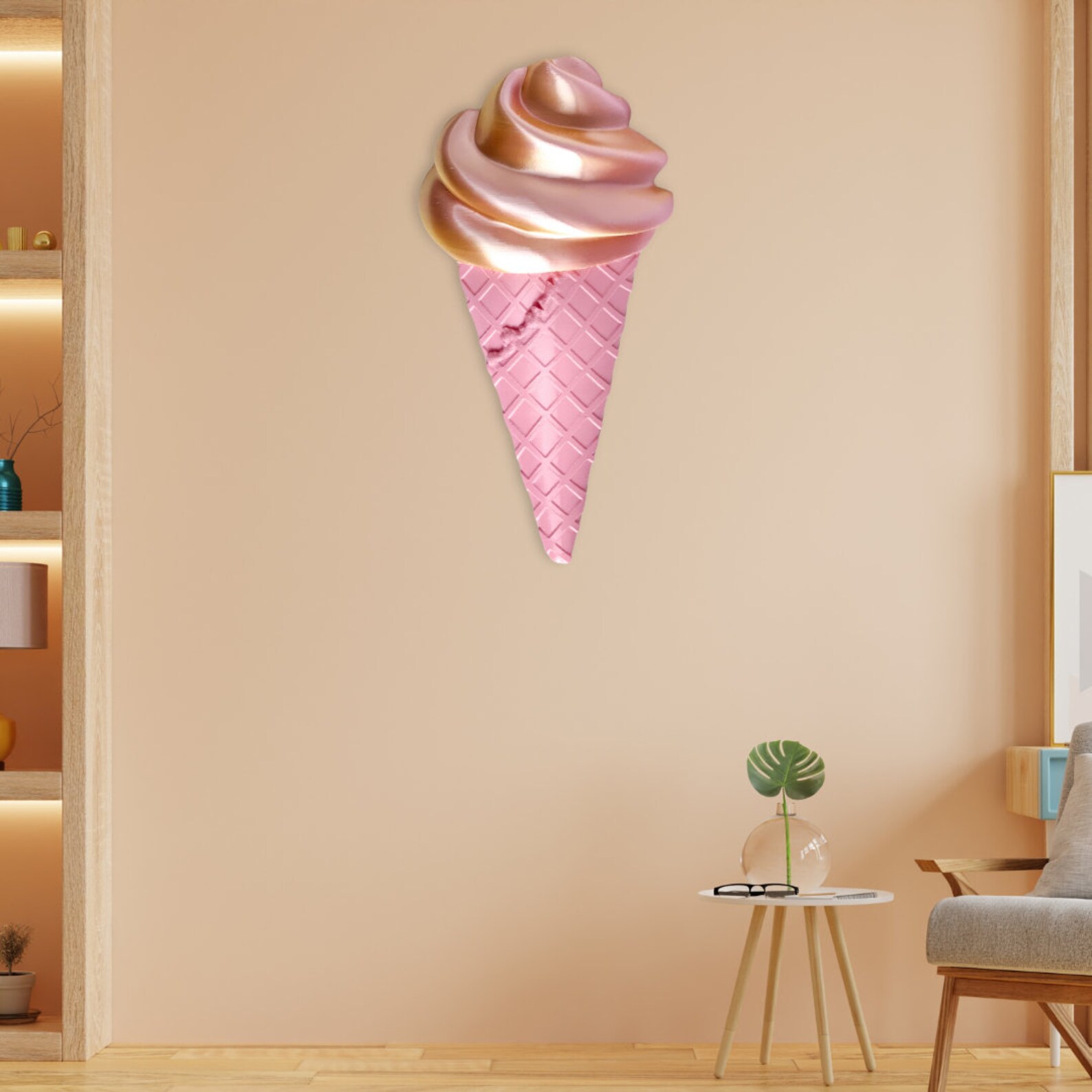 Icecream Wall Decor, Wall Decor, Wall Art, Ice Cream Wall Art, Pink Ice Cream, Livingroom Decor