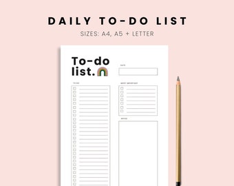 Printable To Do List | Productivity Planner | To Do List Pages | Daily Checklist | ADHD Day Planner | Daily Planner | Instant Download