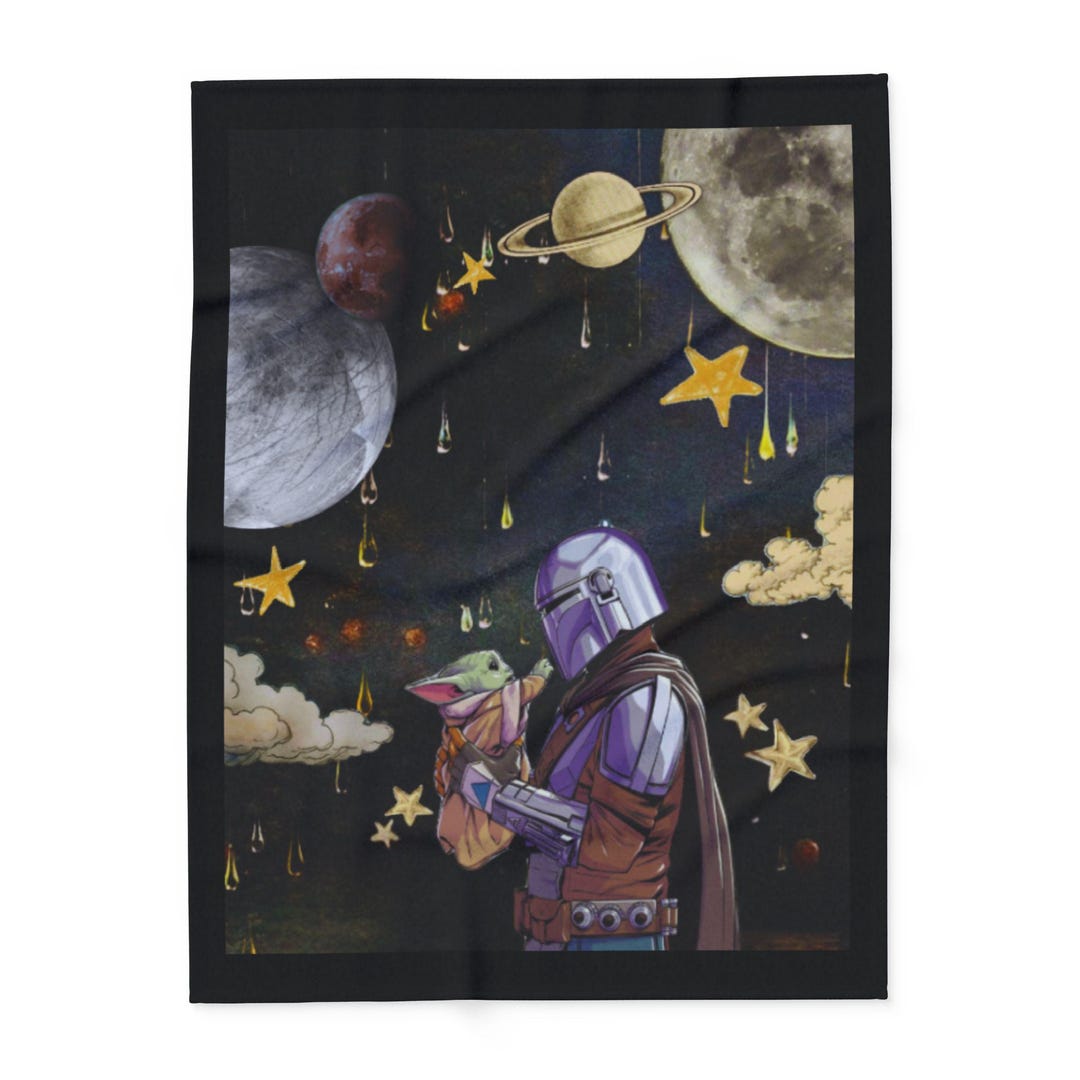Fleece Blanket, Mandalorian and Baby Yoda Design, Star Wars Gift, Cozy ...