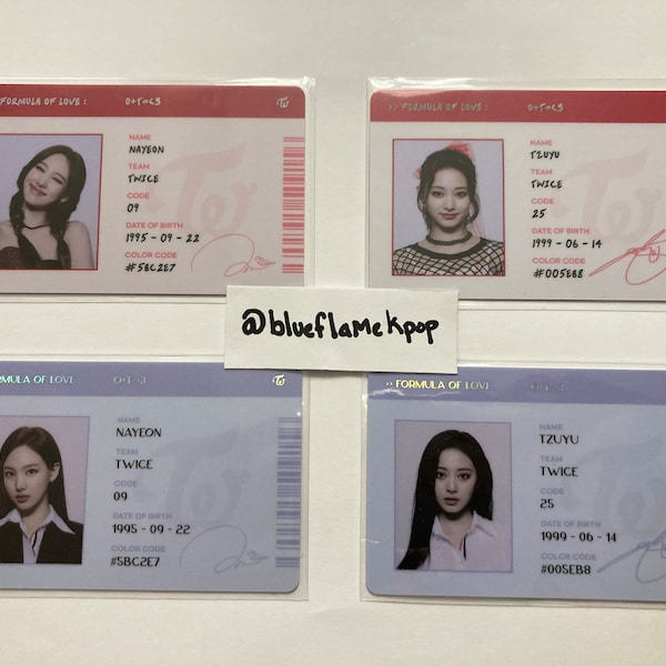 Official Twice Formula Of Love Nayeon and Tzuyu ID Cards