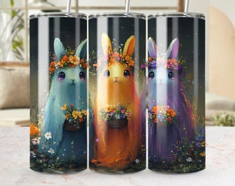 Ghostly Easter Bunny 20oz Skinny Tumbler Wrap PNG, Digital Download, Seamless Design, Sublimation PNG, Sublimation Straight -Tapered Design