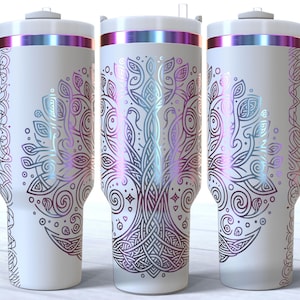 Tree of Life 40oz Tumbler Laser Engrave File,  40oz Quencher Celtic Tree of Life Mandala Tumbler Wrap SVG and PNG File, Laser Engraving