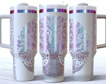 Baum des Lebens 40 Unzen Becher Lasergravur, 40 Unzen Quencher Keltischer Baum des Lebens Mandala SVG- und PNG-Datei, Lasergravur