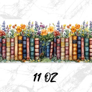 Vintage Books and Flowers Coffee Mug Wrap PNG, 11oz 15oz Coffee Cup Design, Sublimation PNG Download, Digital Download Design image 3