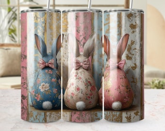 Cute Coquette Easter Bunny Tumbler Wrap, 20oz Skinny Easter Tumbler PNG Sublimation Design, Grandmillenial Easter Digital Download