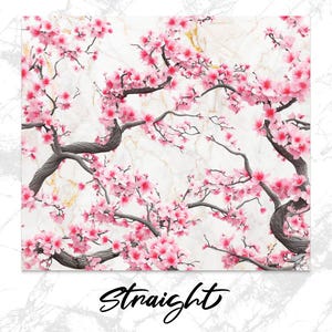 Diseño PNG para vaso delgado de 20 oz, descarga digital, diseño sin costuras, PNG para sublimación, arte japonés de flor de cerezo, arte estético para vasos. imagen 2