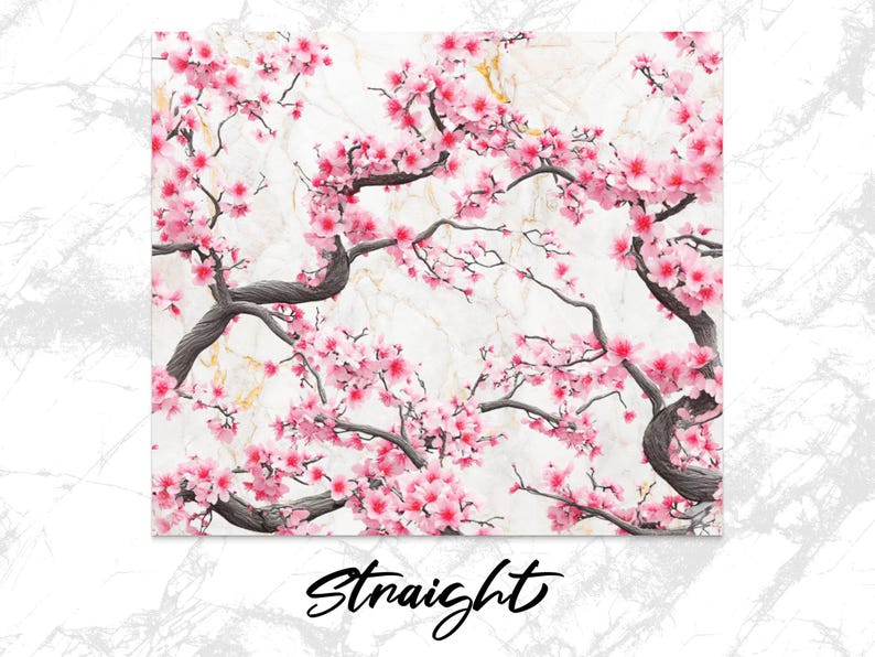 Diseño PNG para vaso delgado de 20 oz, descarga digital, diseño sin costuras, PNG para sublimación, arte japonés de flor de cerezo, arte estético para vasos. imagen 2