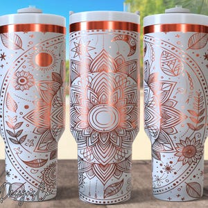 Mandala Design 40oz Tumbler Laser Engrave File, 40 oz Quencher Celestial Mandalas Tumbler Wrap SVG and PNG File, Laser Engraving Tumbler
