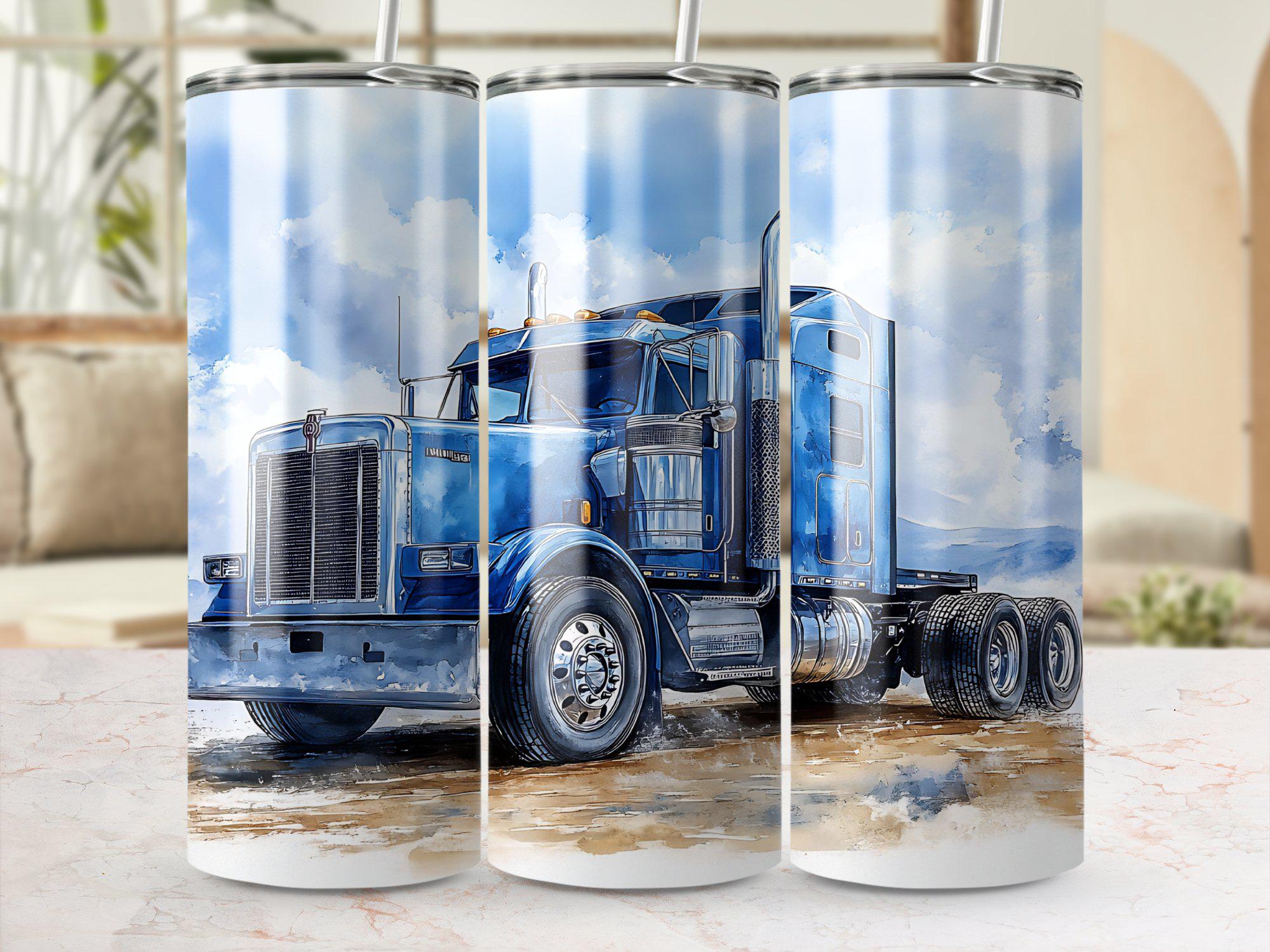 20oz Skinny Tumbler Wrap PNG, Digital Download, Seamless Design, Truck Tumbler Art, Sublimation PNG, Sublimation Design, Big Rig Semi Truck