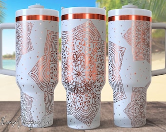 Spanish Swear Words Mandala Laser Engrave 40oz Tumbler, Laser Engraving SVG, 40 oz Quencher Beautiful Mandala Star Words Tumbler Wrap PNG